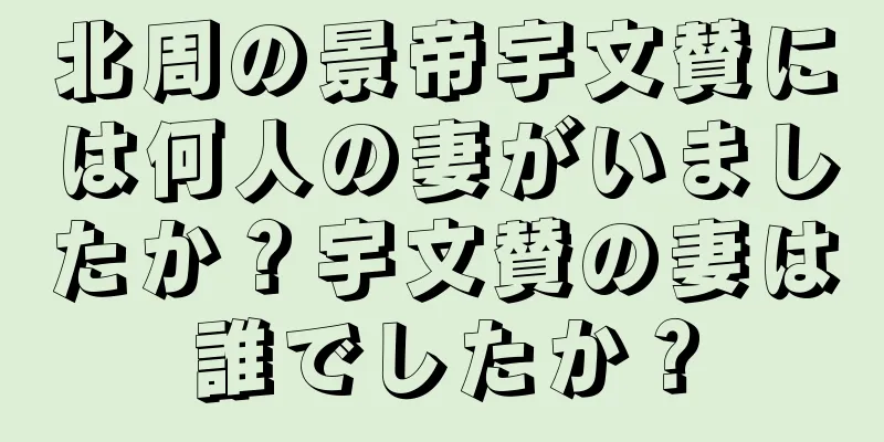 北周の景帝宇文賛には何人の妻がいましたか？宇文賛の妻は誰でしたか？
