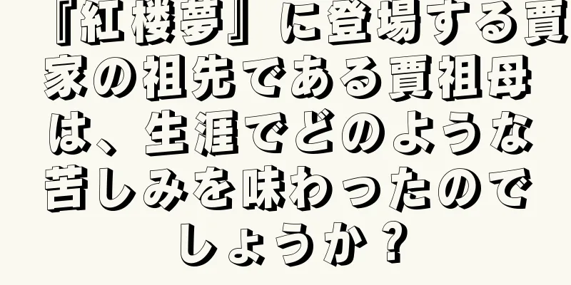 『紅楼夢』に登場する賈家の祖先である賈祖母は、生涯でどのような苦しみを味わったのでしょうか？