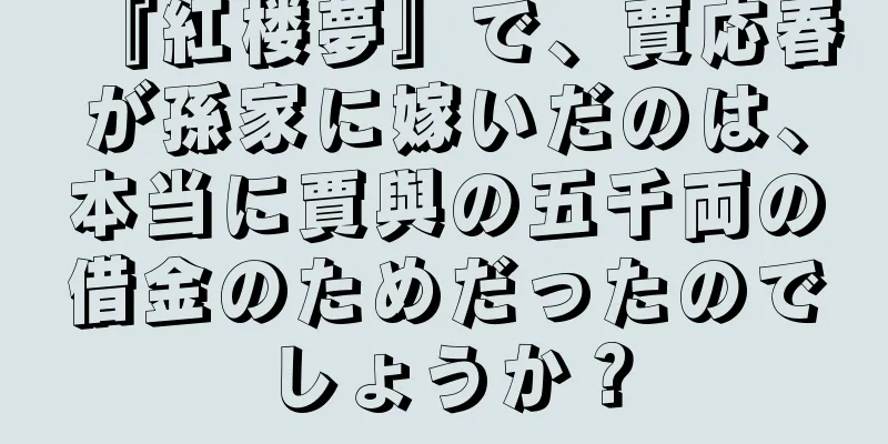 『紅楼夢』で、賈応春が孫家に嫁いだのは、本当に賈與の五千両の借金のためだったのでしょうか？
