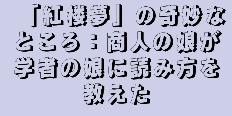 「紅楼夢」の奇妙なところ：商人の娘が学者の娘に読み方を教えた