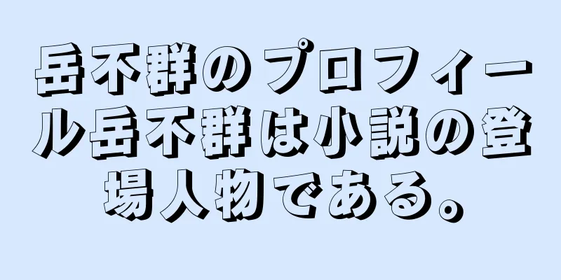 岳不群のプロフィール岳不群は小説の登場人物である。