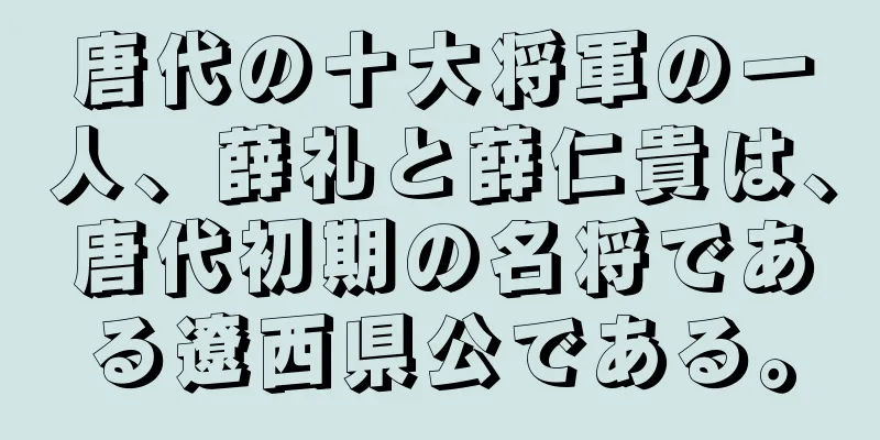 唐代の十大将軍の一人、薛礼と薛仁貴は、唐代初期の名将である遼西県公である。