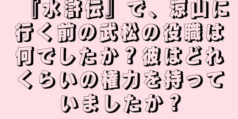 『水滸伝』で、涼山に行く前の武松の役職は何でしたか？彼はどれくらいの権力を持っていましたか？
