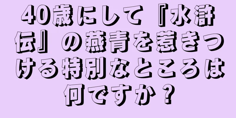 40歳にして『水滸伝』の燕青を惹きつける特別なところは何ですか？