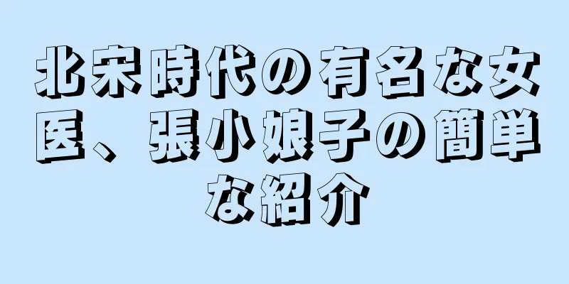 北宋時代の有名な女医、張小娘子の簡単な紹介