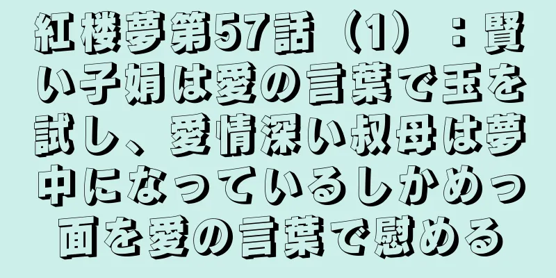 紅楼夢第57話（1）：賢い子娟は愛の言葉で玉を試し、愛情深い叔母は夢中になっているしかめっ面を愛の言葉で慰める
