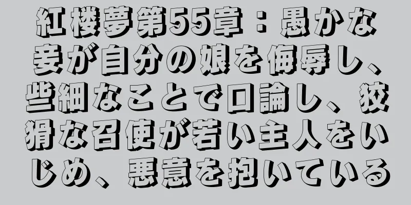 紅楼夢第55章：愚かな妾が自分の娘を侮辱し、些細なことで口論し、狡猾な召使が若い主人をいじめ、悪意を抱いている