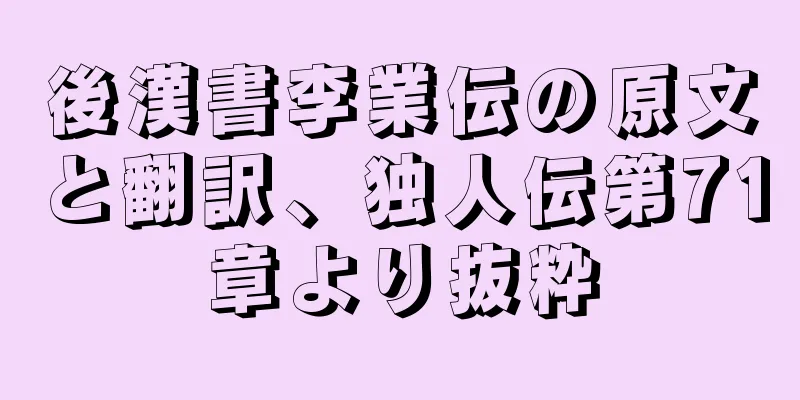 後漢書李業伝の原文と翻訳、独人伝第71章より抜粋