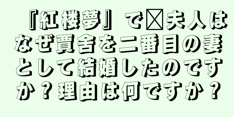 『紅楼夢』で邢夫人はなぜ賈舍を二番目の妻として結婚したのですか？理由は何ですか？