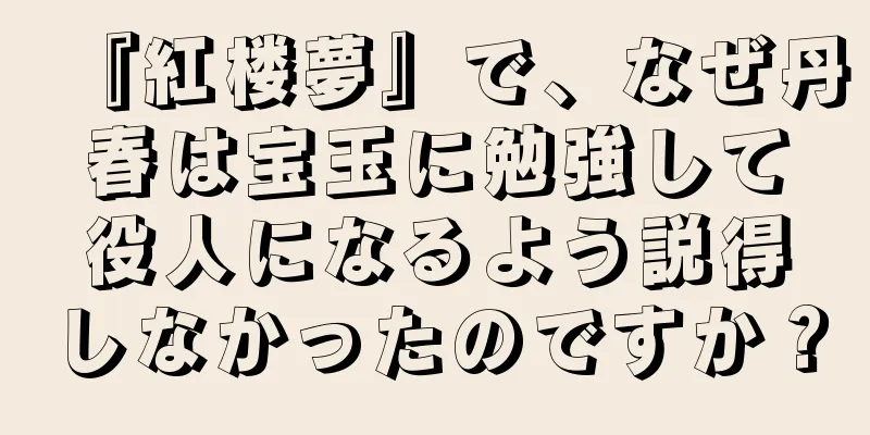 『紅楼夢』で、なぜ丹春は宝玉に勉強して役人になるよう説得しなかったのですか？