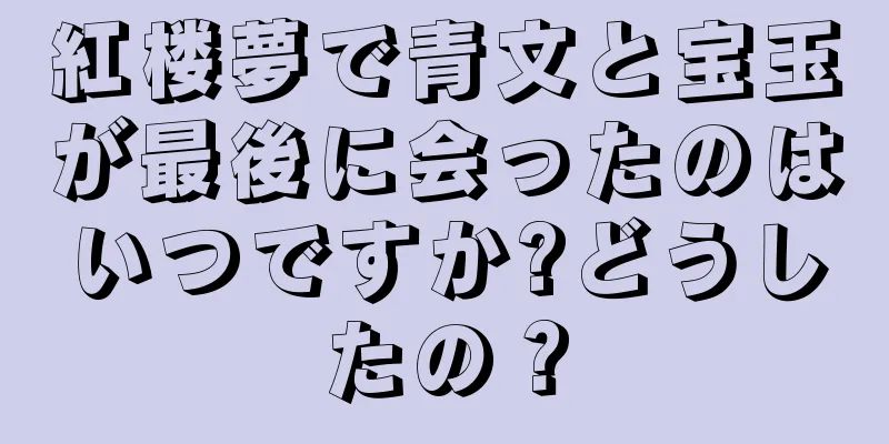 紅楼夢で青文と宝玉が最後に会ったのはいつですか?どうしたの？