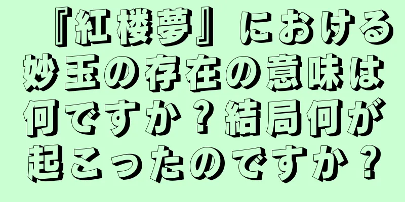 『紅楼夢』における妙玉の存在の意味は何ですか？結局何が起こったのですか？