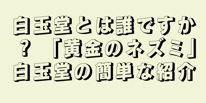 白玉堂とは誰ですか？ 「黄金のネズミ」白玉堂の簡単な紹介