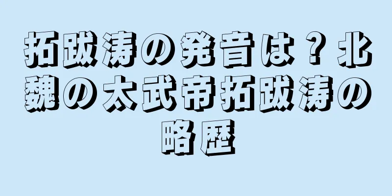 拓跋涛の発音は？北魏の太武帝拓跋涛の略歴