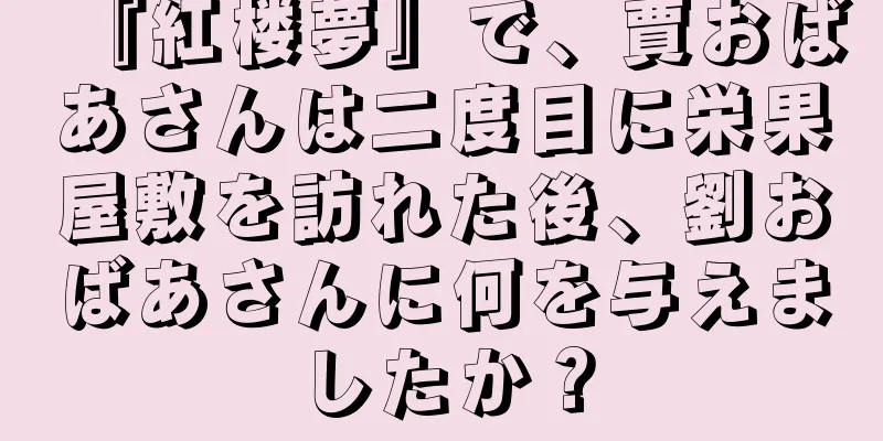 『紅楼夢』で、賈おばあさんは二度目に栄果屋敷を訪れた後、劉おばあさんに何を与えましたか？