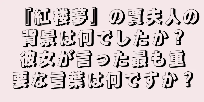 『紅楼夢』の賈夫人の背景は何でしたか？彼女が言った最も重要な言葉は何ですか？