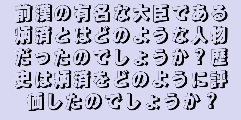 前漢の有名な大臣である炳済とはどのような人物だったのでしょうか？歴史は炳済をどのように評価したのでしょうか？