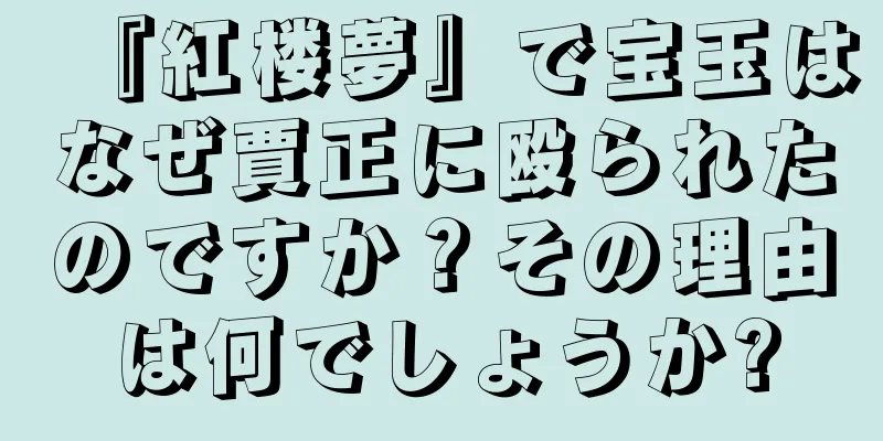 『紅楼夢』で宝玉はなぜ賈正に殴られたのですか？その理由は何でしょうか?