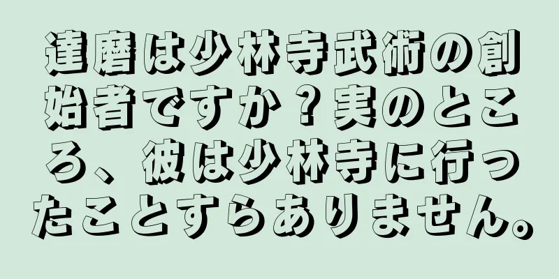 達磨は少林寺武術の創始者ですか？実のところ、彼は少林寺に行ったことすらありません。