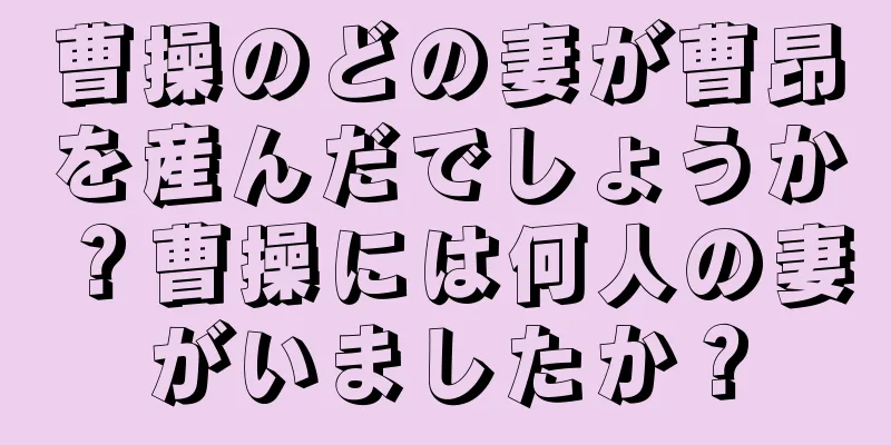 曹操のどの妻が曹昂を産んだでしょうか？曹操には何人の妻がいましたか？