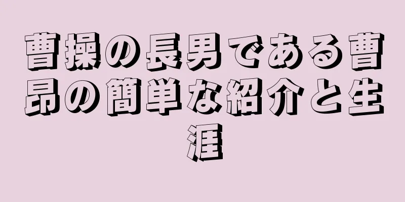 曹操の長男である曹昂の簡単な紹介と生涯