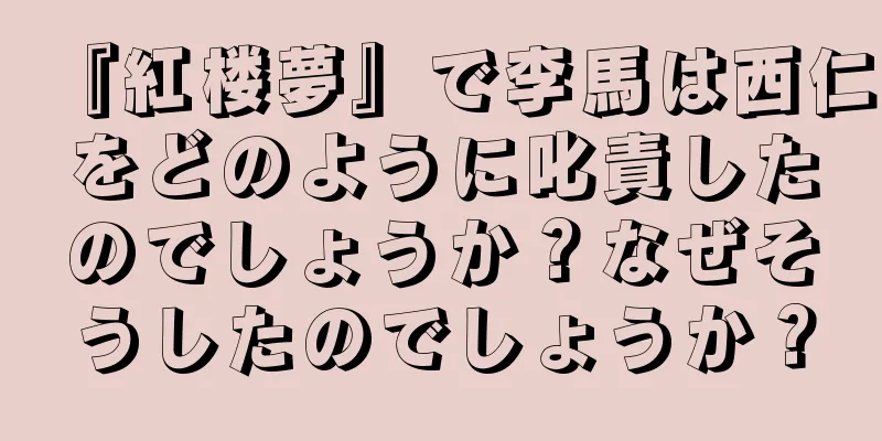 『紅楼夢』で李馬は西仁をどのように叱責したのでしょうか？なぜそうしたのでしょうか？