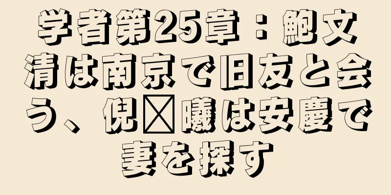 学者第25章：鮑文清は南京で旧友と会う、倪婷曦は安慶で妻を探す