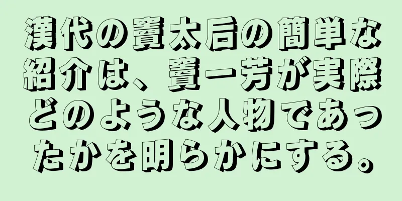 漢代の竇太后の簡単な紹介は、竇一芳が実際どのような人物であったかを明らかにする。