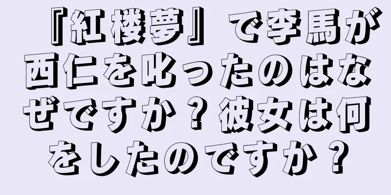 『紅楼夢』で李馬が西仁を叱ったのはなぜですか？彼女は何をしたのですか？