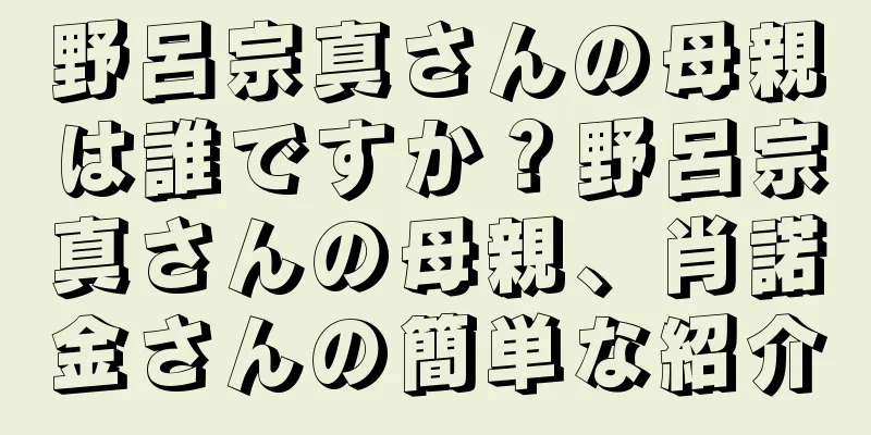 野呂宗真さんの母親は誰ですか？野呂宗真さんの母親、肖諾金さんの簡単な紹介