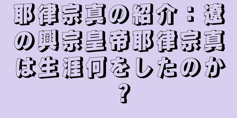 耶律宗真の紹介：遼の興宗皇帝耶律宗真は生涯何をしたのか？