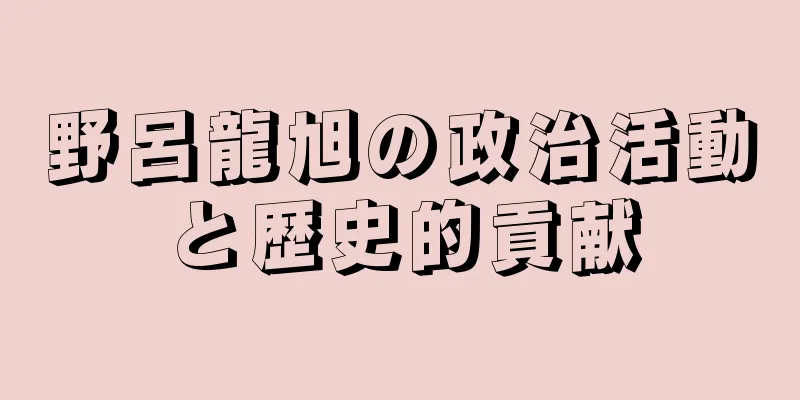 野呂龍旭の政治活動と歴史的貢献