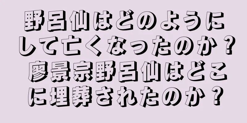 野呂仙はどのようにして亡くなったのか？ 廖景宗野呂仙はどこに埋葬されたのか？