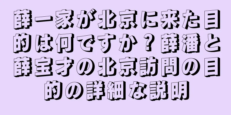 薛一家が北京に来た目的は何ですか？薛潘と薛宝才の北京訪問の目的の詳細な説明