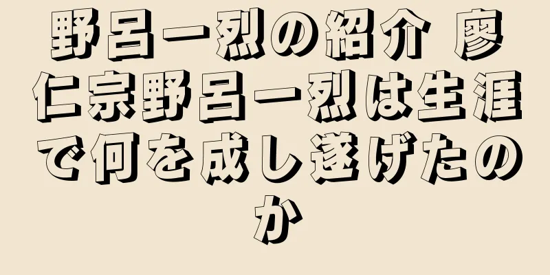 野呂一烈の紹介 廖仁宗野呂一烈は生涯で何を成し遂げたのか