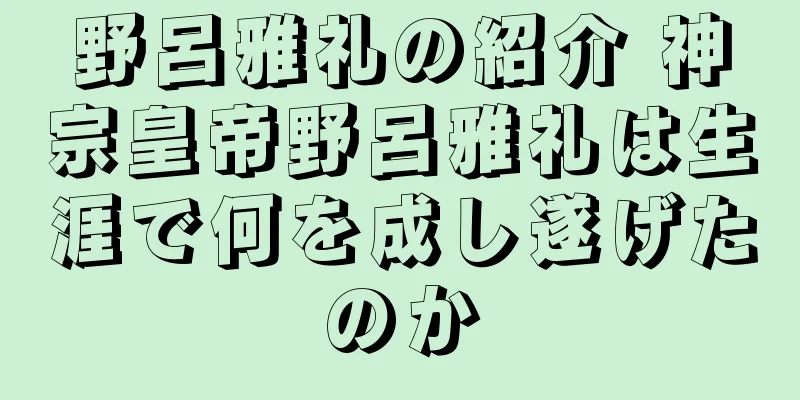 野呂雅礼の紹介 神宗皇帝野呂雅礼は生涯で何を成し遂げたのか