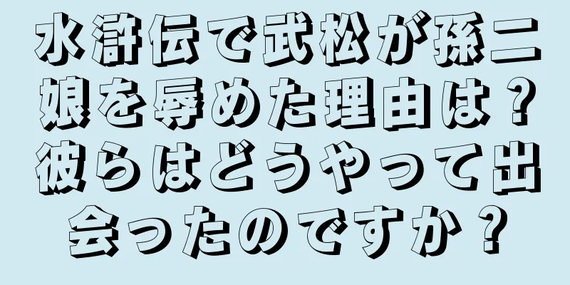 水滸伝で武松が孫二娘を辱めた理由は？彼らはどうやって出会ったのですか？