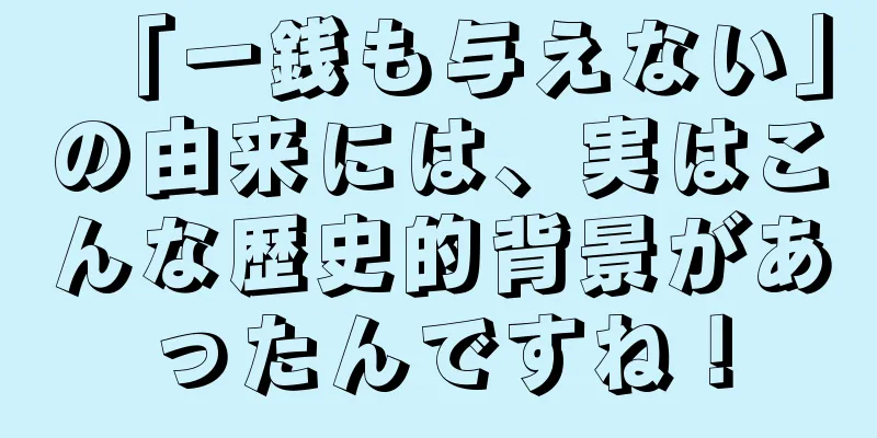 「一銭も与えない」の由来には、実はこんな歴史的背景があったんですね！