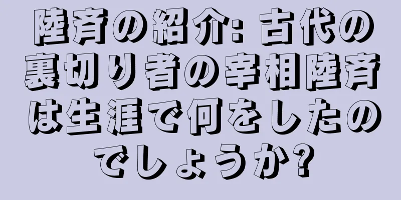 陸斉の紹介: 古代の裏切り者の宰相陸斉は生涯で何をしたのでしょうか?