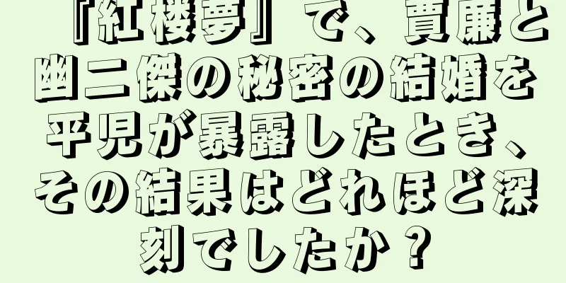 『紅楼夢』で、賈廉と幽二傑の秘密の結婚を平児が暴露したとき、その結果はどれほど深刻でしたか？
