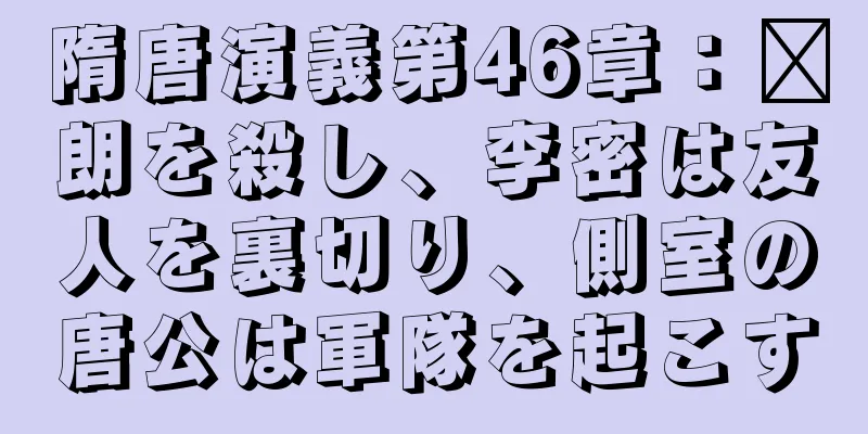 隋唐演義第46章：翟朗を殺し、李密は友人を裏切り、側室の唐公は軍隊を起こす
