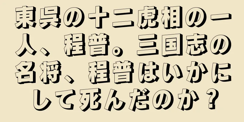 東呉の十二虎相の一人、程普。三国志の名将、程普はいかにして死んだのか？