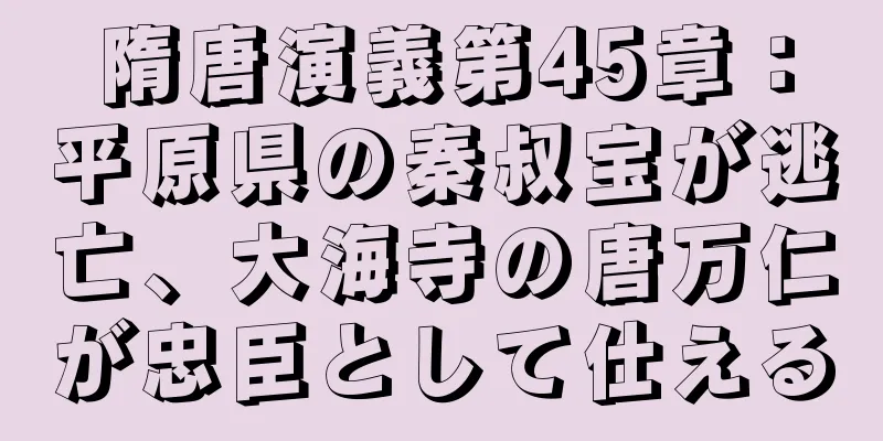隋唐演義第45章：平原県の秦叔宝が逃亡、大海寺の唐万仁が忠臣として仕える