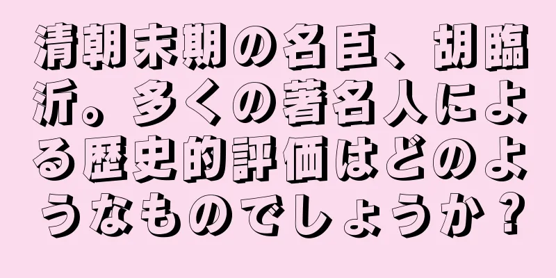 清朝末期の名臣、胡臨沂。多くの著名人による歴史的評価はどのようなものでしょうか？