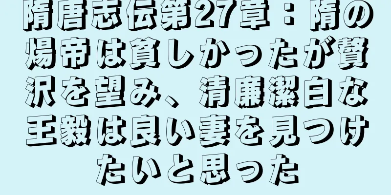 隋唐志伝第27章：隋の煬帝は貧しかったが贅沢を望み、清廉潔白な王毅は良い妻を見つけたいと思った