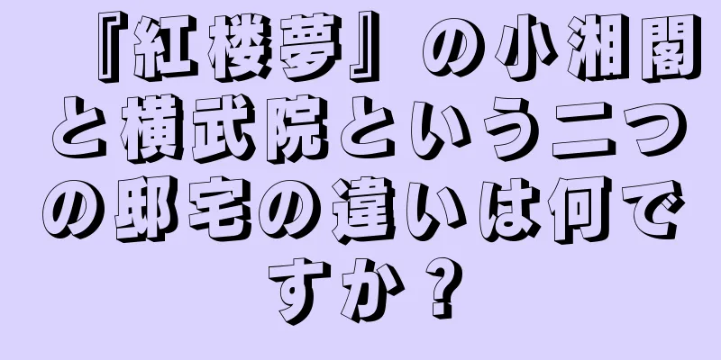 『紅楼夢』の小湘閣と横武院という二つの邸宅の違いは何ですか？