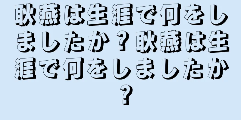 耿燕は生涯で何をしましたか？耿燕は生涯で何をしましたか？