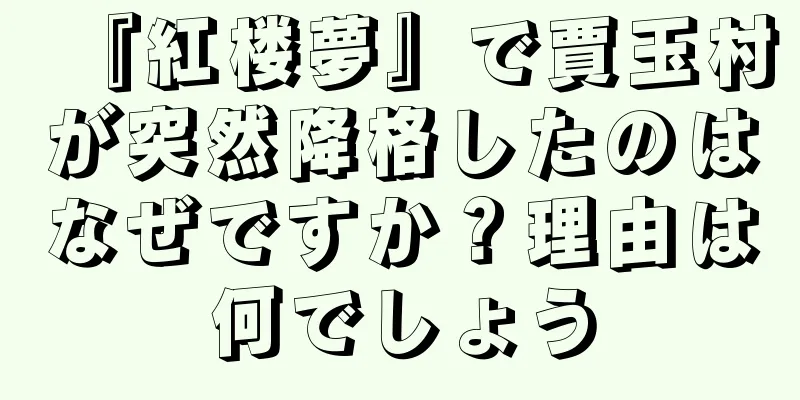 『紅楼夢』で賈玉村が突然降格したのはなぜですか？理由は何でしょう
