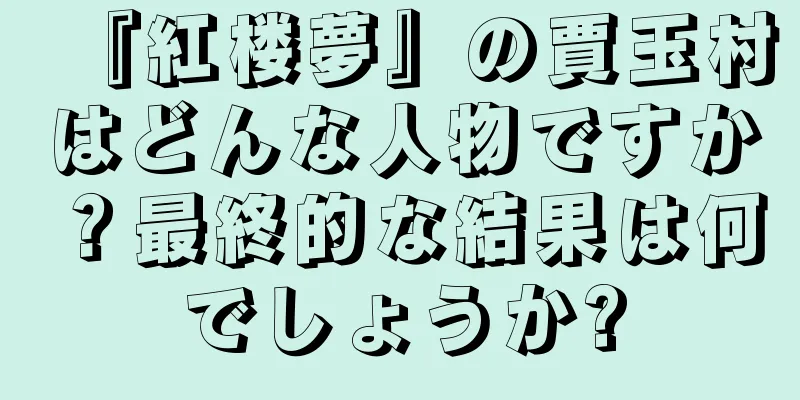 『紅楼夢』の賈玉村はどんな人物ですか？最終的な結果は何でしょうか?