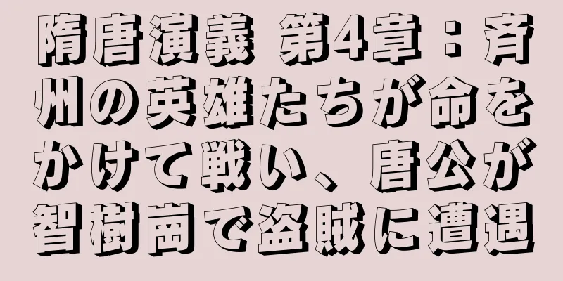 隋唐演義 第4章：斉州の英雄たちが命をかけて戦い、唐公が智樹崗で盗賊に遭遇